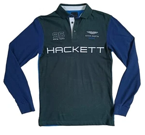 Hackett Aston Martin Racing Team 95 Polo Shirt XS Long Sleeve Green Blue Le Mans - Picture 1 of 14