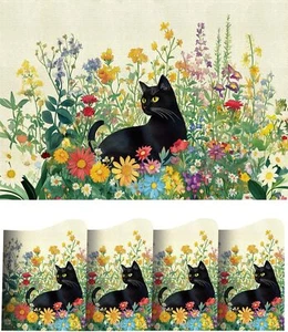 Black Cat Placemats Set of 4-12x18 Inch Heat-Resistant Washable Non-Slip Dura... - Picture 1 of 7