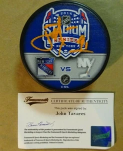 SIGNED JOHN TAVARES Autographed 2014 Stadium Series Hockey Puck Frameworth COA - Picture 1 of 6