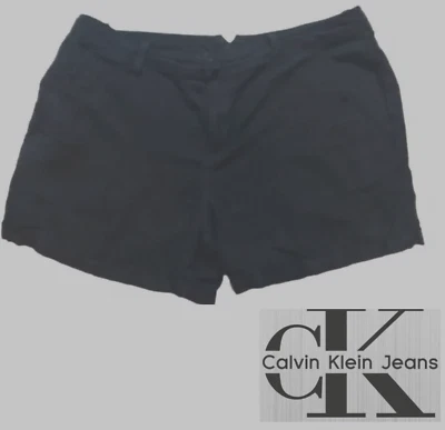 Calvin Klein Jeans - Women’s - Size 12 (34” Waist) - Twill - Linen Shorts Black — 第 1/4 张图片