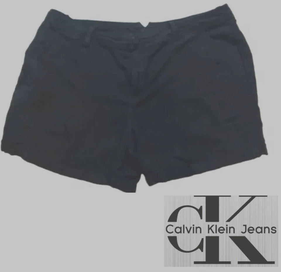 Calvin Klein Jeans - Women’s - Size 12 (34” Waist) - Twill - Linen Shorts Black - Image 1 of 4