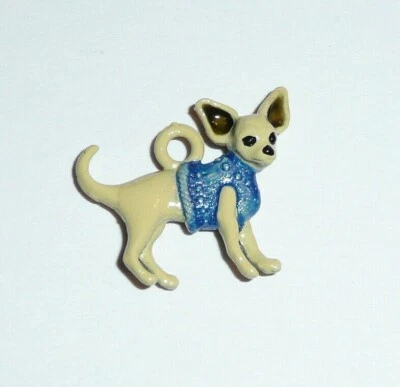 Dije de metal para perro Chihuahua para pulsera - Suéter azul para perro de 3/4"x5/8" - limitado Foto 1 de 4