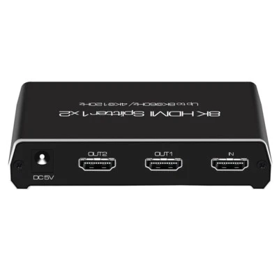 HDR HDMI2.1 Splitter 1x2 HDCP 2.3 8K/60Hz 4K/120Hz Metal House 5V Power Adapter - Image 1 of 4