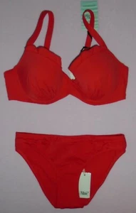 Pour Moi Red Bikini Splash u/w top 32D & Getaway briefs Size 8 New tags BNWT - Picture 1 of 3