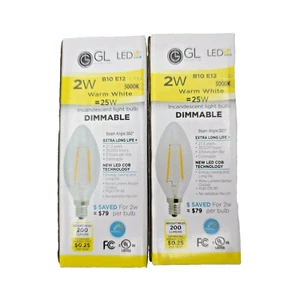 Goodlite 2 Watt LED Dimmable Light Bulb 3000k Warm White B10 E12 2 Pack - Picture 1 of 5
