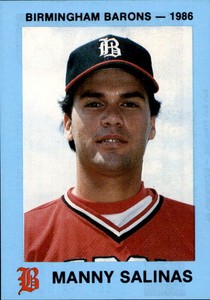 1986 Birmingham Barons Team Issue #2 Manny Salinas Southwestern College Card