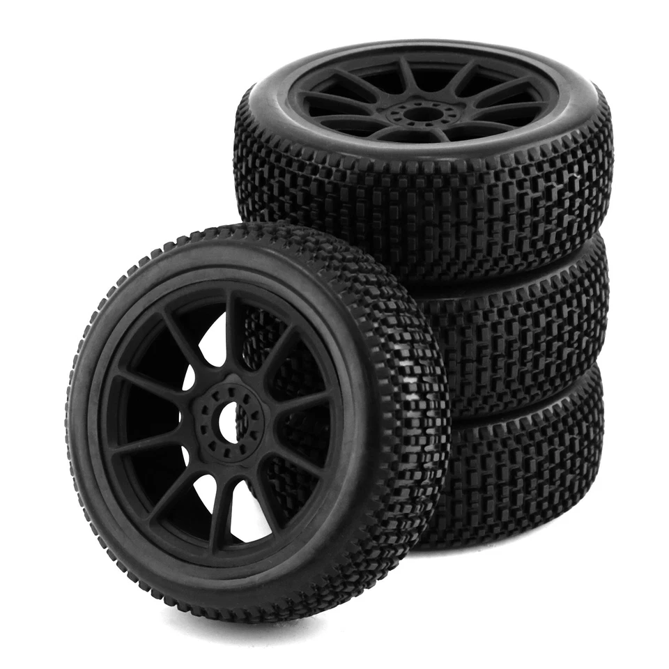 Front & Rear 17mm Hex TIRES & Wheels for 1/8 Team associated RC8 Buggy  #3 Black - Image 1 of 3