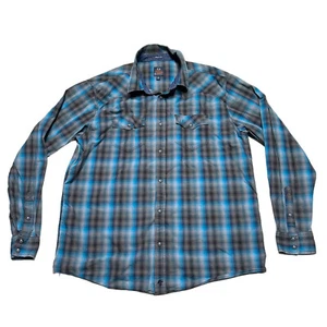 Moonshine Spirit Pearl Snap Shirt Mens XL Plaid Blue Gray Western Long Sleeve - Picture 1 of 9