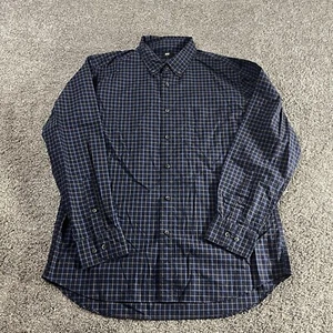 Uniqlo Shirt Mens Size L Blue Check Casual Long Sleeve Button Up Cotton - Picture 1 of 7