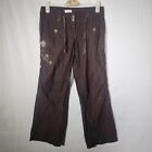Y2k Brown Cargo Trousers Orsay With Embrioded Flowers Fit 12