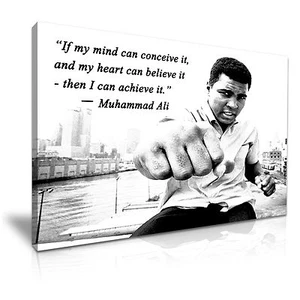 Quadro Muhammad Ali boxe sport citazione tela arte da parete stampa 76 cm x 50 cm - Foto 1 di 1