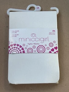 Miniccigirl Girls Medium White Tights 1 Pair Nylon Spandex Age 4-6 New - Picture 1 of 4