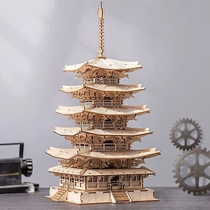 Rolife 275pcs DIY 3D Five-storied Pagoda Wooden Puzzle Game Building Toys Gifts - Picture 1 of 10