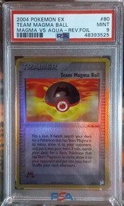 PSA 9 Mint Team Magma Ball 80/95 Reverse Holo Pokemon EX Team Magma vs Team Aqua