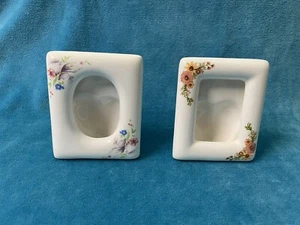 VINTAGE ~ Pair of 2 RUSS BERRIE & CO Ceramic Easel Floral Photo Frames - Picture 1 of 6