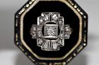 Antique Circa 1900s 14k Gold Top Silver Natural Diamond Decorated Ring