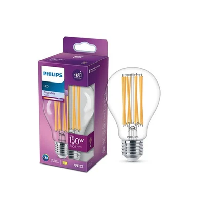 Lampada Philips LED Cassic E27, 150 W, a goccia, trasparente, bianco neutro NA46 - Immagine 1 di 4