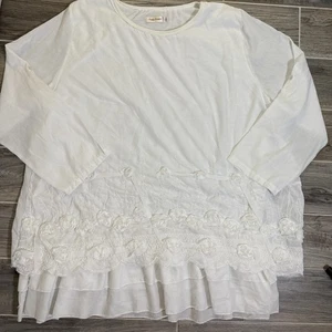 Simply Couture Women’s Top Tunic 3x Embroidered Flowers Cottagecore Romantic - Picture 1 of 9