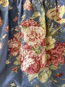 Waverly Garden Room Masterpiece Queen Bed Skirt Blue Floral Cottage - Picture 1 of 6
