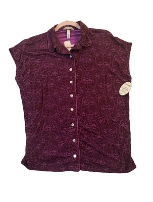 Soma Intimates Cool Nights Purple Print Sleeveless Luxurious Sleep Shirt LG NEW - Image 1 of 4