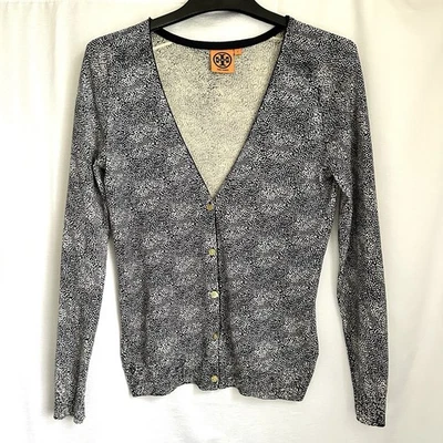 Cárdigan tejido seda/cachemira estampado punto negro talla pequeña TORY BURCH Foto 1 de 4