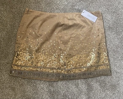 Mini saia enfeites Jennifer Lopez/saias femininas tamanho 16 dourada nova $84 - Imagem 1 de 4