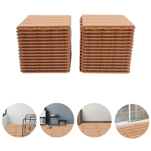 30X Plastic Interlocking Deck Tiles Dark Wood Grain Outdoor Patio Pavers 12"x12" - Picture 1 of 23