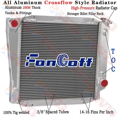 4 Row Aluminum Radiator For 1969 Ford Bronco Wagon/Roadster 5.0L 302 1966-77 69 Foto 1 de 4
