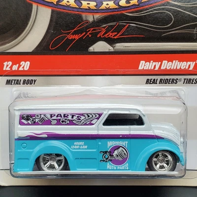 Hot Wheels Larry's Garage Dairy Delivery Teal Blue 12/20 Real Riders - Image 1 of 3