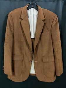Vintage 1970s Arnold Palmer Aquator Brown Blazer Suit Top Soft Leather Mod Sz M - Picture 1 of 9