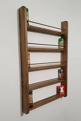 Spice Rack Handmade Wooden 2-5 Shelf Wall Mountable Kitchen Storage - Image 1 of 4