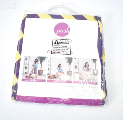 Posh Stuffables Kids Stuffed Animal Storage Bean Bag Cover Purple/Yellow - Image 1 of 4