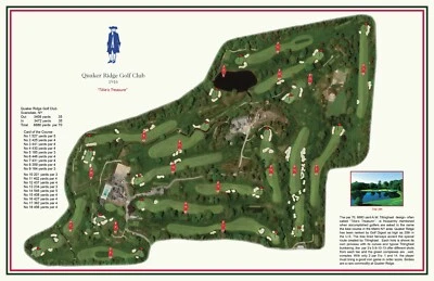 Club de golf Quaker Ridge 1916 A.W. Tillinghast - un mapa de campo de golf vintage Foto 1 de 3