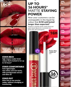 Improved & Bigger AVON Power Stay Lip Colour 16H New Colours Smudge&Water Proof - Picture 1 of 27