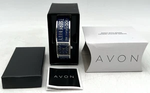 AVON SERENITY PRAYER CUFF WATCH BLUE & SILVER TONE COURAGE & WISDOM NIB - Picture 1 of 16