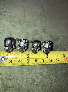 4 Skull Ring with Rhinestones for Male or Female. All One Ring Medium Size - Picture 1 of 5