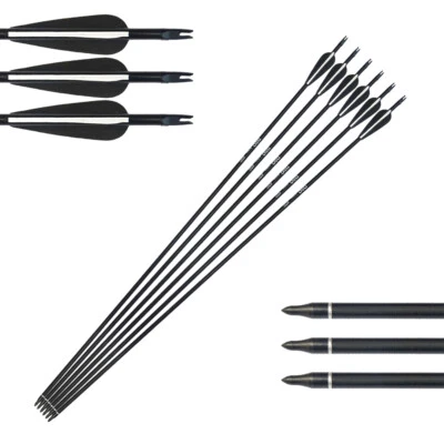 12x Archery Pure Carbon Arrows SP400 Recurve Compound Bow Hunting Adult Practice - Image 1 of 4