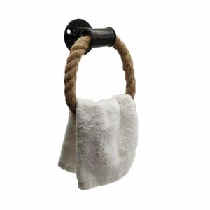 NUEVO Anillo Náutico Toalla de Mano, Anillo Industrial Tubo Cuerda Toalla Montado en Pared Rústico - Imagen 1 de 5