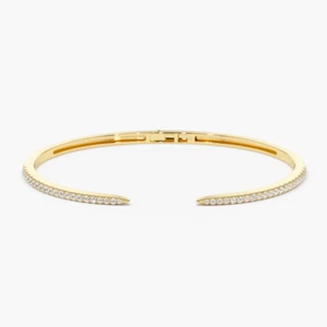 0,50 Karat natürlicher runder Schliff Diamant Damen Armreif Armband 14 Karat Gelbgold 7 Zoll - Bild 1 von 3