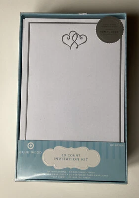 Kit de invitación 50 corazones de plata en relieve para boda/compromiso imprimibles en blanco Foto 1 de 2