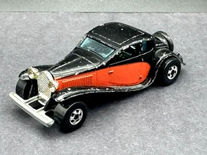 Vintage 1980 Hot Wheels 37 Bugatti Car Black Orange Made in Hong Kong - Picture 1 of 6