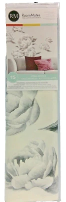 Adesivos de parede peônia gigante preto e branco casca e vara por Room Mates feitos nos EUA - Imagem 1 de 4