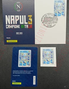 Cartolina Primo Giorno "Scudetto Napoli 2022 2023" + Tessera + Francobollo - Picture 1 of 2
