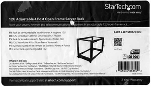 StarTech 4POSTRACK12U Adjustable 12U Server Rack w/ Casters Adj Depth 23-41" - Picture 1 of 8