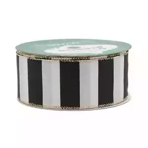 Member's Mark Black and White Bold Stripe Wire Edge Ribbon 2.5" x 50 yards - Picture 1 of 1