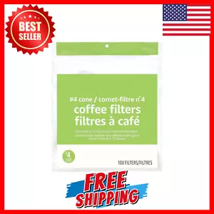 Number 4 Cone Coffee Filters for 8 - 12 Cup Coffee Makers, White, 100 Count. - Picture 1 of 24