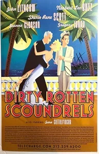 "DIRTY ROTTEN SCOUNDRELS" LITHGOW & CAST SIGNED BROADWAY WINDOW CARD POSTER - Picture 1 of 3