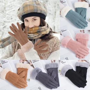 Cálidos Guantes Suaves Damas Forrados Polar Gamuza Pantalla Táctil Invierno Mujeres Piel Térmica - Imagen 1 de 13