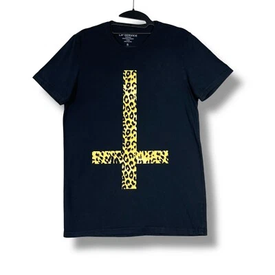 Lip Service 图形 T 恤女式豹纹倒装交叉朋克 S 码 — 第 1/4 张图片