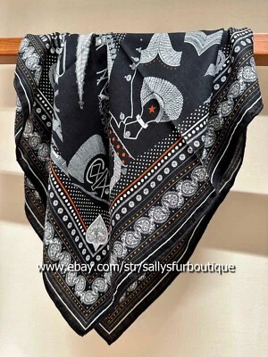 Aztec Print 70% Cashmere 30% Silk Collar Scarf Double Face Square Necktie 26" - Image 1 of 4